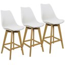 Ver imagem 1 de Kit 3 Banquetas Monty Leda Luisa Saarinen Alta Base Fixa Madeira