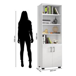 Livreiro Office com Portas Pequenas Branco Trama - Móveis Leão - 2