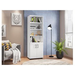 Livreiro Office com Portas Pequenas Branco Trama - Móveis Leão - 3