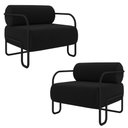 Ver imagem 1 de Kit 2 Poltronas Decorativas Sala de Estar Polatsk Base Industrial de Ferro Veludo Preto G33 - Gran B