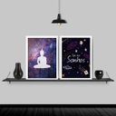 Ver imagem 1 de Kit 2 Quadros Buda Siga Seus Sonhos 33x24cm:Madeira branca