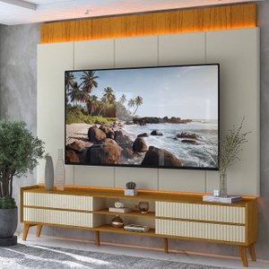 Rack com Painel para Tv 84 Polegadas com Led com Pés 100% Mdf 218cm Magnífico