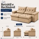 Ver imagem 3 de Sofá Ventura Retrátil e Reclinável 200m - Bege