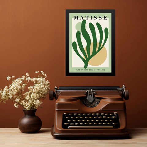 Quadro Decorativo Arte Matisse Verde 33x24cm:moldura Preta