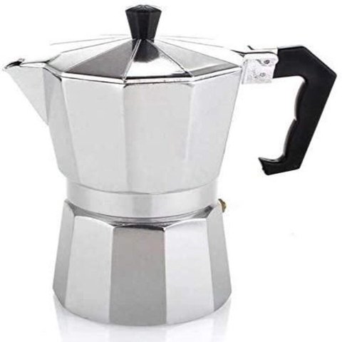 CAFETEIRA ITALIANA 3 XICARAS EXPRESSO MOKA LUXO PRATA ALUMINIO MANUAL PROFISSIONAL