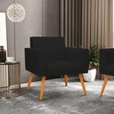 Ver mais imagens de Kit 2 Poltronas Viena Gomada Linho Preto A79 Pés Palito Castanho - D’Rossi