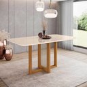 Ver imagem 1 de Mesa de Jantar 160cm Retangular 6 Lugares com Vidro Canto Arredondado Natalí Henn