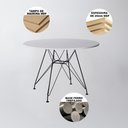 Ver imagem 3 de Mesa De Jantar Redonda Eames Branca 110Cm Com Ferro Preto Up Home Cor: Branco