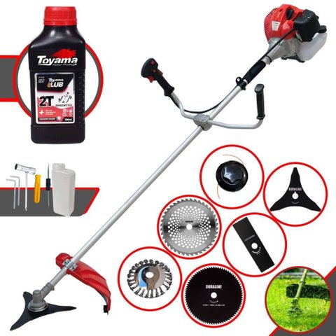 Roçadeira Completa Anmax Cg520p 52cc 2,2hp 10.000rpm com 6 Opções de Cortes + Óleo Toyama