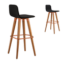Ver imagem 3 de Kit 2 Banquetas Linea Base Madeira Cozinha Bar Bancada Alta:preto/cobre