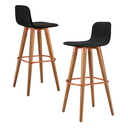 Ver imagem 2 de Kit 2 Banquetas Linea Base Madeira Cozinha Bar Bancada Alta:preto/cobre