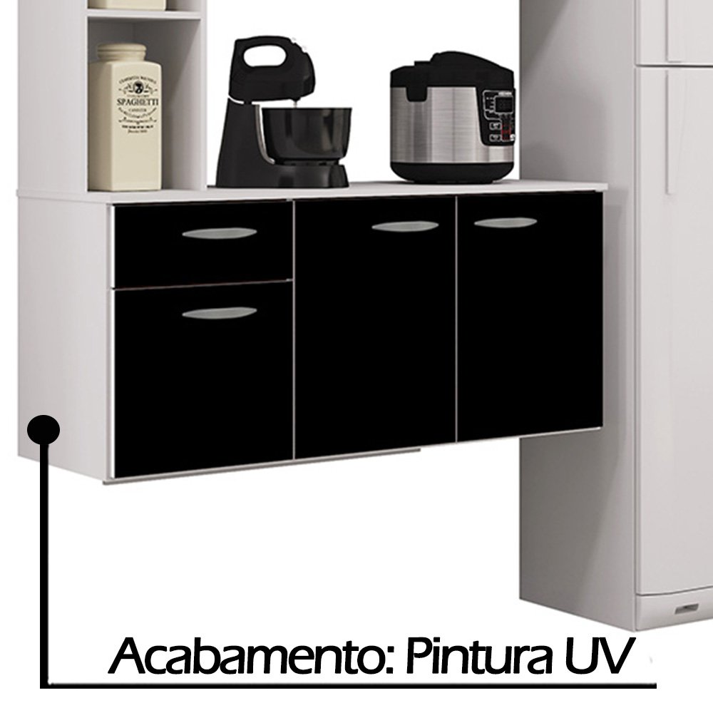 Armário de Cozinha Compacta Suspensa Preta/Branco Poquema Isis 163X135X35 - 3