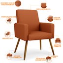 Ver imagem 4 de Kit 03 Poltronas Decorativa Para Sala De Estar Maria W01 Pés Palito Tecido Terracota - Lyam Decor