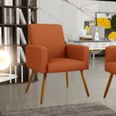Ver imagem 2 de Kit 03 Poltronas Decorativa Para Sala De Estar Maria W01 Pés Palito Tecido Terracota - Lyam Decor