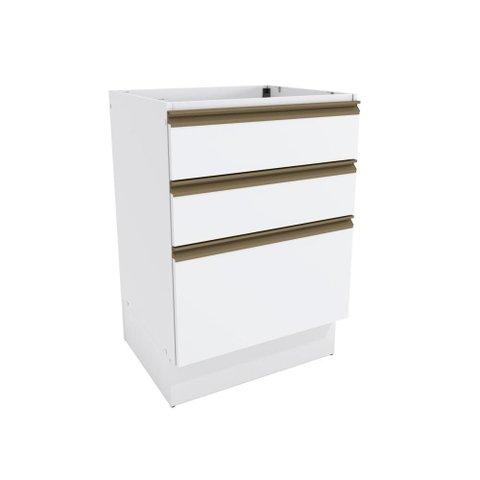 Balcão 3 Gavetas Kappesberg Celeste 100% Mdf Branco 60cm