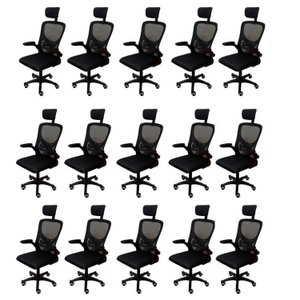 Kit 15 Cadeiras Escritório Presidente Tela Mesh Bogotá