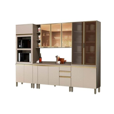 Cozinha Modulada Henn Connect 8 Peças (1 Armário + 2 Balcões + 2 Paneleiros + 3 Complementos)