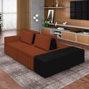 Ver imagem 1 de Sofá Ilha com Encosto e Almofadas Móveis Olimpo 265cm Modulado Linho/pu Terracota/preto G45 - Gran B