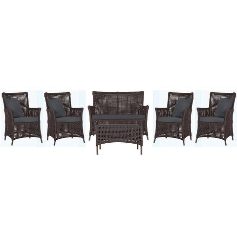 Jogo Sofá 4 Poltronas e Mesa Igapó Marrom E11 Trama Original Marrom