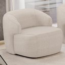 Ver imagem 2 de Kit 02 Poltronas Decorativa Orgânica Giratória para Sala Living Barolo L06 Linho Bege - Lyam Decor