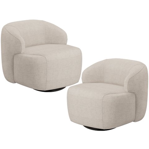 Kit 02 Poltronas Decorativa Orgânica Giratória para Sala Living Barolo L06 Linho Bege - Lyam Decor