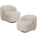 Ver imagem 1 de Kit 02 Poltronas Decorativa Orgânica Giratória para Sala Living Barolo L06 Linho Bege - Lyam Decor