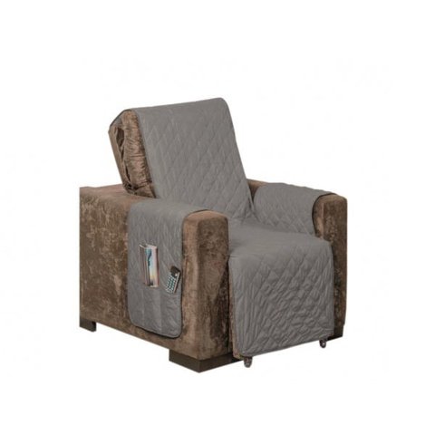 Protetor De Sofá Para Poltrona Com Assento de 50CM Microfibra Dupla Face Manu - Cinza Com Preto