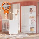 Ver imagem 2 de Berço Simples com Colchão Probel e Roupeiro 825 para Quarto de Bebê Infantil Doce Sonho Branco Qmovi