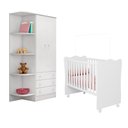 Ver imagem 1 de Berço Simples com Colchão Probel e Roupeiro 825 para Quarto de Bebê Infantil Doce Sonho Branco Qmovi