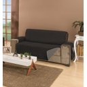 Ver imagem 3 de Protetor Para Sofá De 04 Lugares Com Assento de 2,20M Microfibra Dupla Face Manu - Cinza Com Preto