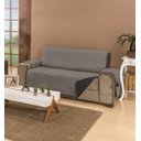 Ver imagem 1 de Protetor Para Sofá De 04 Lugares Com Assento de 2,20M Microfibra Dupla Face Manu - Cinza Com Preto