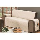 Ver imagem 3 de Protetor Impermeável Para Sofá De 04 Lugares Com Assento de 2,20M Dupla Face Manu - Cáqui Com Palha