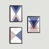 Kit 3 Quadros Geométricos Violet 24x18cm - com vidro:Madeira preta - 1