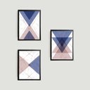 Ver imagem 1 de Kit 3 Quadros Geométricos Violet 24x18cm - com vidro:Madeira preta