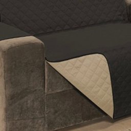 Protetor Impermeável Para Sofá De 04 Lugares King Com Assento de 2,40M D Face Manu - Cáqui Com Preto - 4