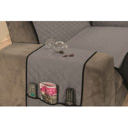 Protetor Impermeável Para Sofá De 04 Lugares King Com Assento de 2,40M D Face Manu - Cinza Com Preto - 5