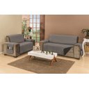 Ver imagem 1 de Protetor Impermeável Para Sofá De 04 Lugares King Com Assento de 2,40M D Face Manu - Cinza Com Preto