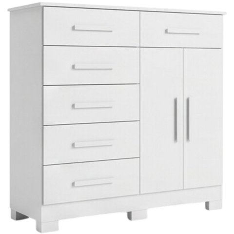 Cômoda Sapateira para Quarto 2 Portas 6 Gavetas Potenza A04 Branco - Lyam Decor