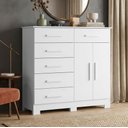 Ver imagem 2 de Cômoda Sapateira para Quarto 2 Portas 6 Gavetas Potenza A04 Branco - Lyam Decor