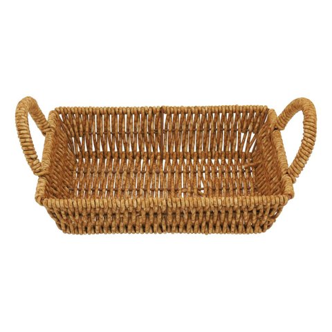 Cesto Organizador de Plástico Natural 4x19x19cm Multiuso Roupas Decoração Sala