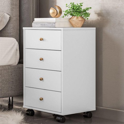 Mesa De Cabeceira 4 Gavetas Presence D02 Branco