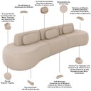 Ver imagem 4 de Sofá 5 Lugares Orgânico para Sala Living 366cm Vasti M03 Veludo Bege - Lyam Decor