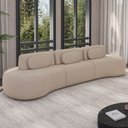 Ver imagem 2 de Sofá 5 Lugares Orgânico para Sala Living 366cm Vasti M03 Veludo Bege - Lyam Decor