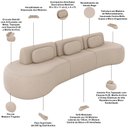 Ver imagem 4 de Sofá 5 Lugares Orgânico para Sala Living 366cm Vasti M03 Veludo Bege - Lyam Decor