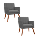 Ver imagem 1 de Jogo 2 Poltronas Decorativa Para Sala de Sala de Estar Cecília Suede Cinza - LM DECOR