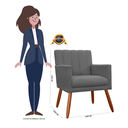 Ver imagem 5 de Jogo 2 Poltronas Decorativa Para Sala de Sala de Estar Cecília Suede Cinza - LM DECOR