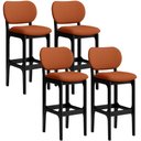 Ver imagem 1 de Kit 04 Banquetas Alta Bar Cozinha Sala Jantar Fixa Betta L02 Preto Tecido Terracota - Lyam Decor