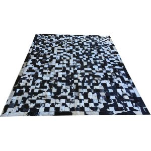 Tapete de Couro Preto e Branco Malhado 2,00x3,00 com Bordas