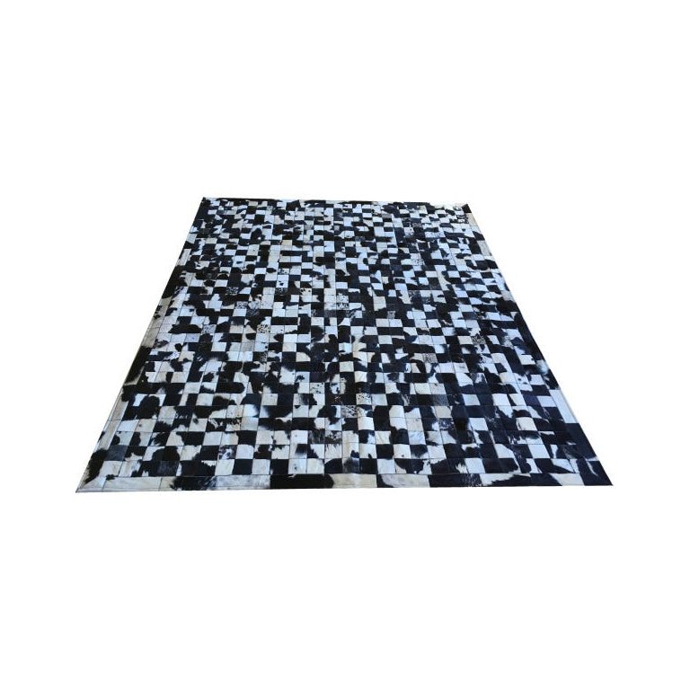 Tapete de Couro Preto e Branco Malhado 2,00x3,00 com Bordas Tapete de Couro Preto e Branco Malhado 2,00x3,00 com Bordas