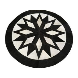 Tapete de Couro Redondo Preto e Branco 1,20 Diâmetro - 1